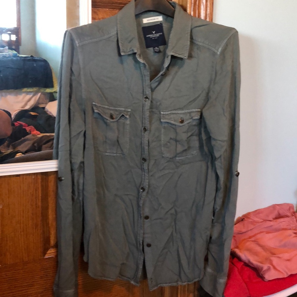 Olive green button up